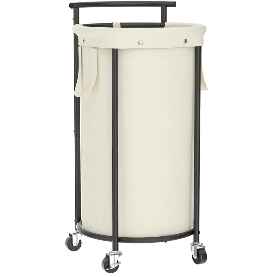 Round Rolling Laundry Basket with Removable Bag
