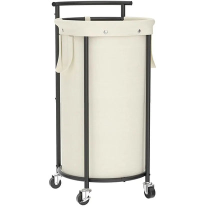 Round Rolling Laundry Basket with Removable Bag