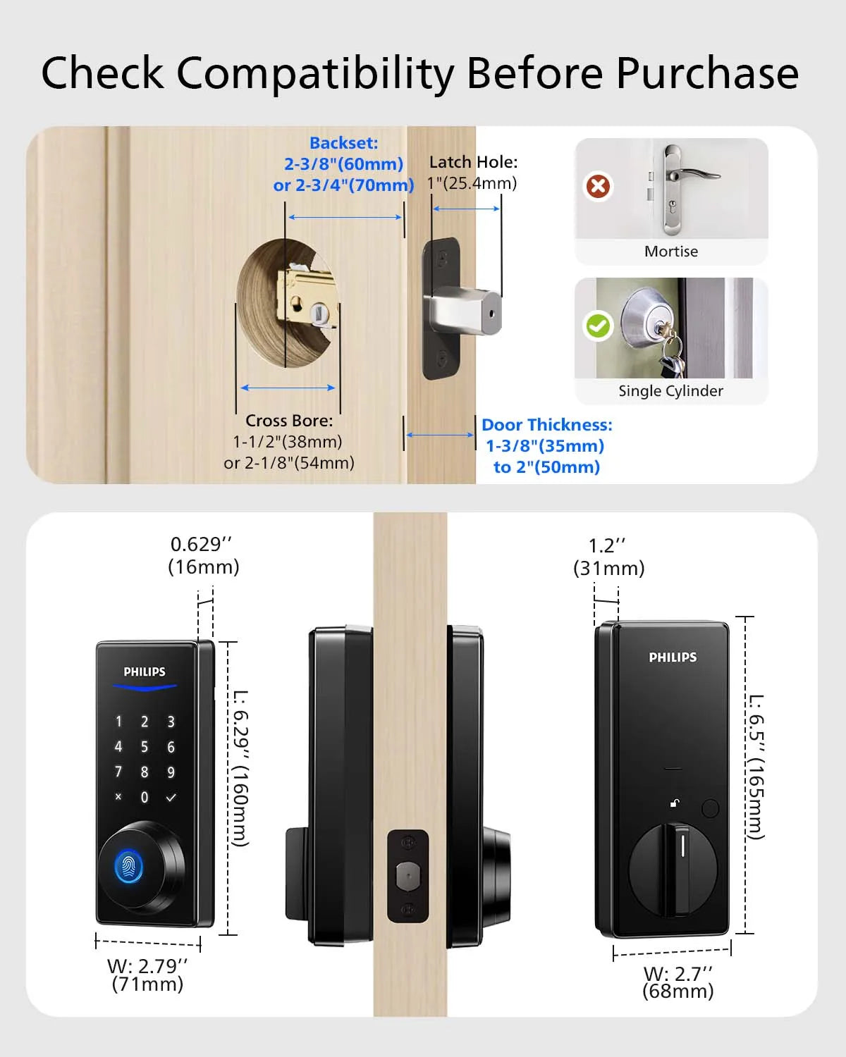 Fingerprint Smart Lock, APP Control, Keyless Entry, Auto-Lock