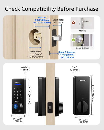 Fingerprint Smart Lock, APP Control, Keyless Entry, Auto-Lock