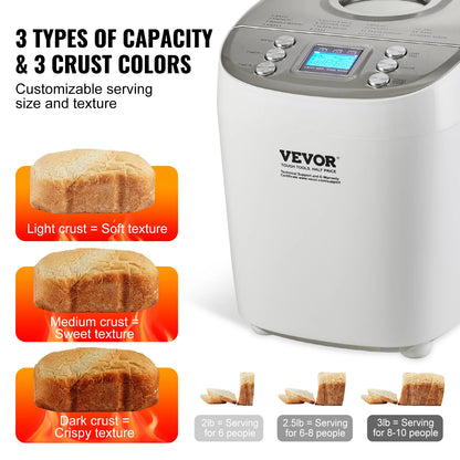 Automatic 2/3lb Bread and Dough Maker, Nonstick Ceramic Pan