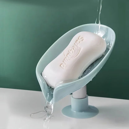 Leaf-Shape Self Draining Soap Dish, w/Suction Cup