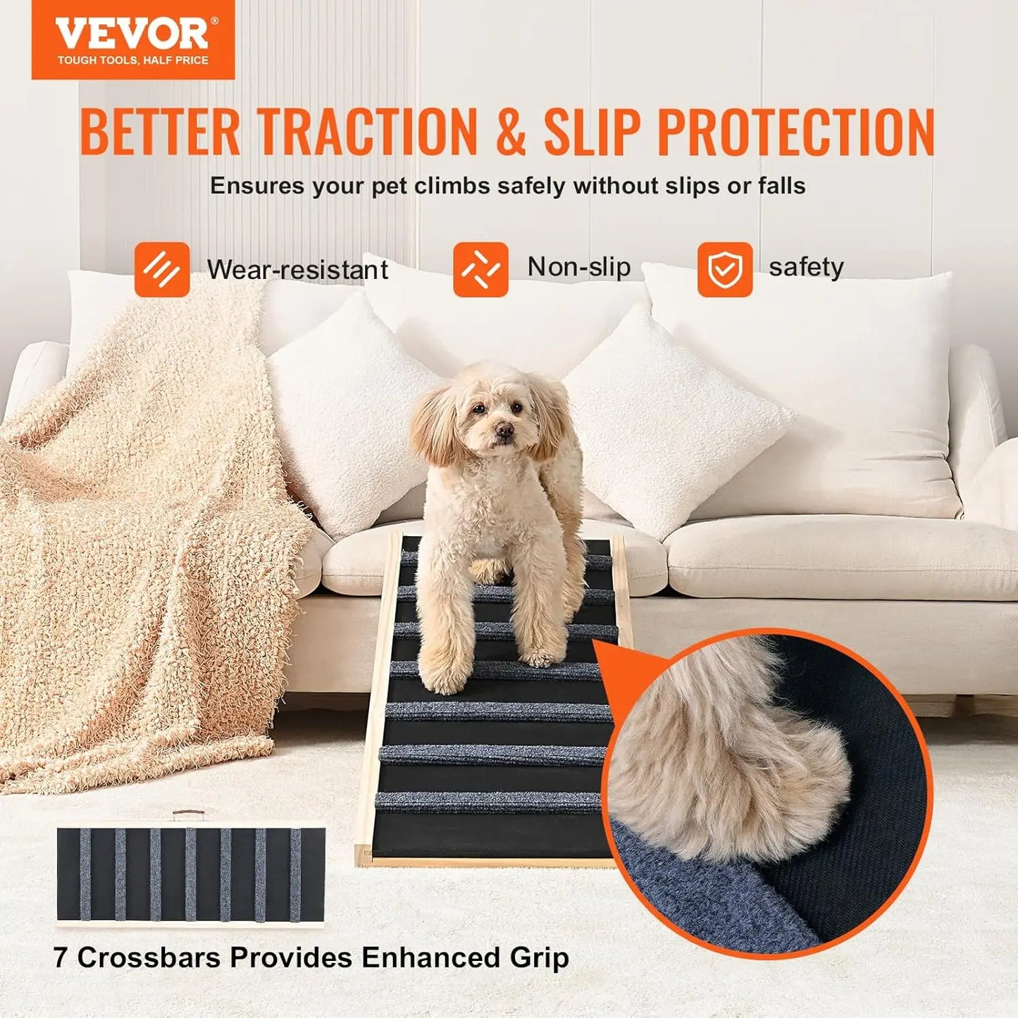 39.3" Folding, Adjustable Pet Ramp for Bed Adjustable