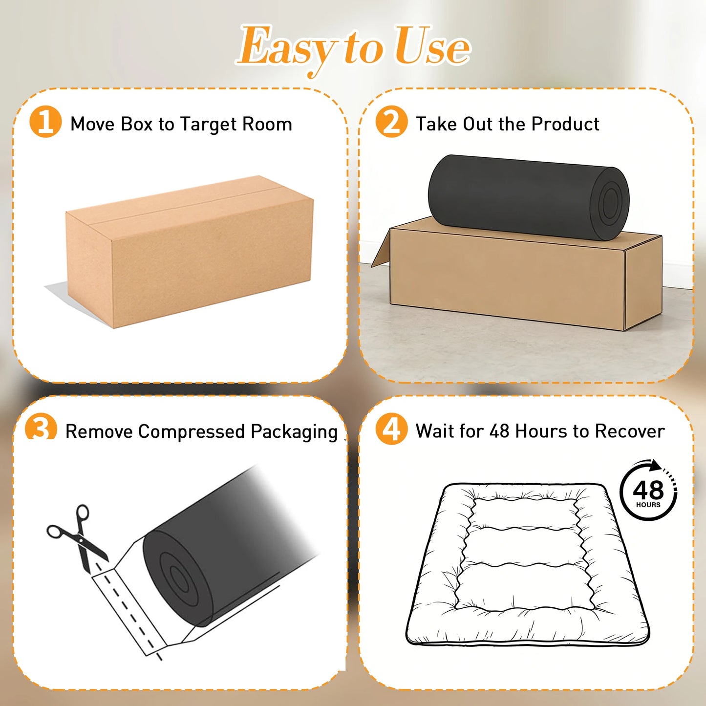 4" Portable Soft Floor Mattress w/Removable Washable Cover