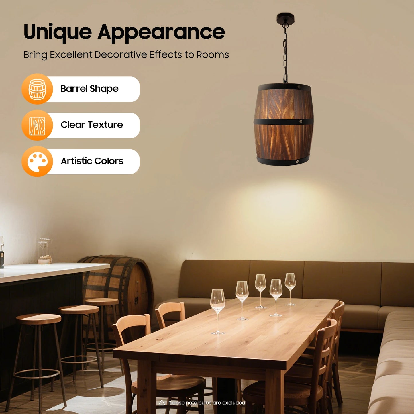 Rustic Wine Barrel Hanging Fixture Pendant Lighting
