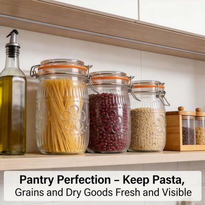 6 pk Wide Mouth Mason Jars 32 Oz Airtight Glass Canister