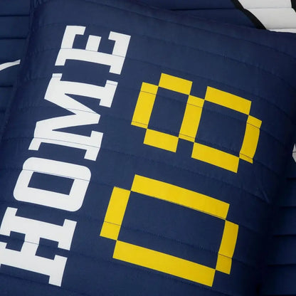 Navy & Gray Soccer Themed Reversible Quilt Set, 4-Piece