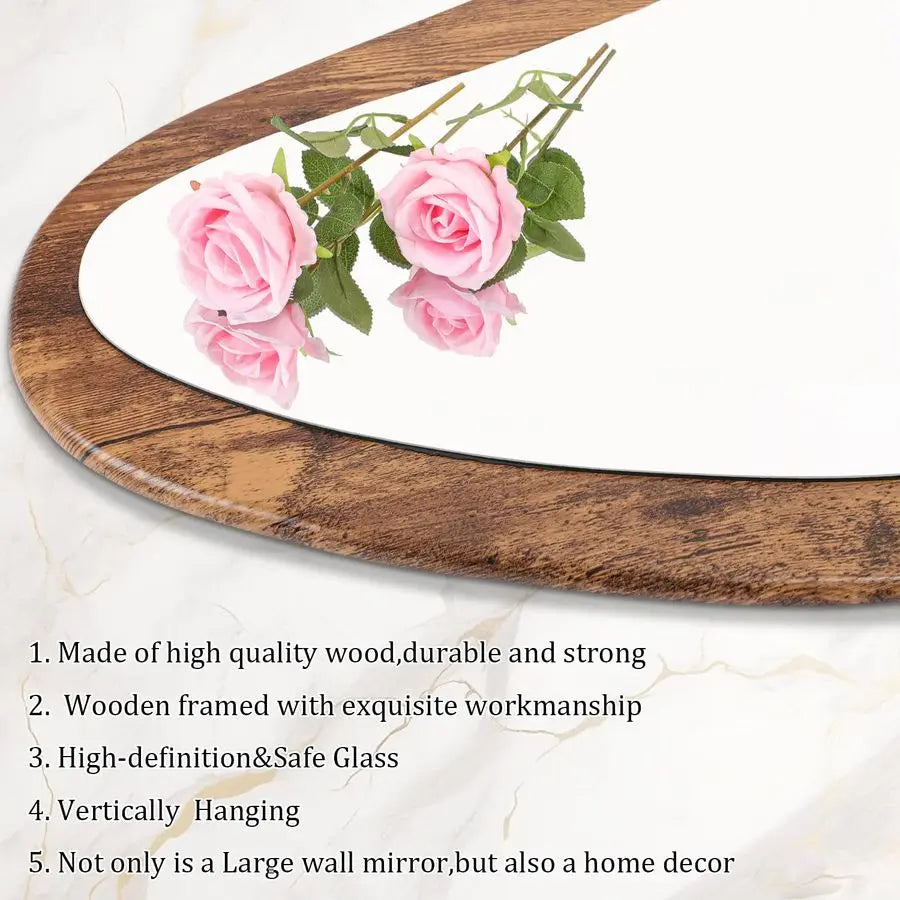47x20 Asymmetrical Full-Length Wood Framed Vintage Mirror