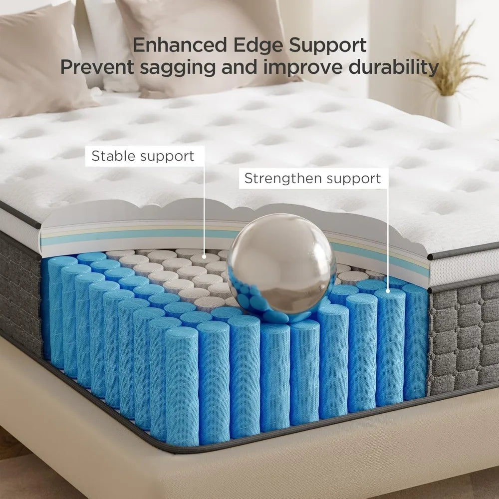 14" Hybrid Queen Mattress in a Box, Memory Foam & Pocket Springs
