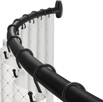 Adjustable Curved Shower Rod, Black Stainless Steel, 48"-72"