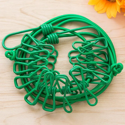 1pc Portable Clothesline With 12 Clips