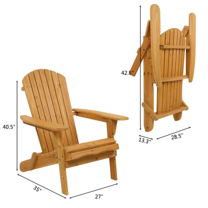 Set (2) Adirondack Outdoor Folding Patio Deck Lounge Chairs