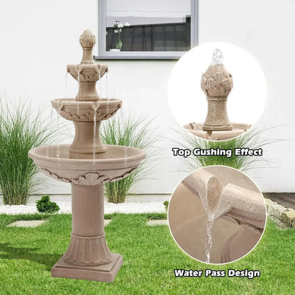 48.4" H Bubbler Floor Waterfall Fountain w/Pineapple Top, Pump,