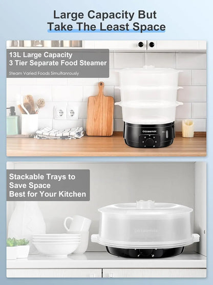 Multi-food 13.7QT Electric Food Steamer, 60-Min Timer