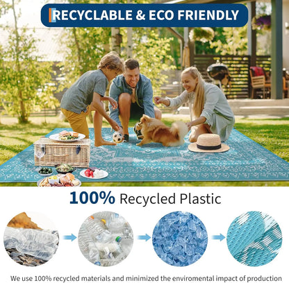 Reversible Vintage Indoor Outdoor Plastic Straw Mat