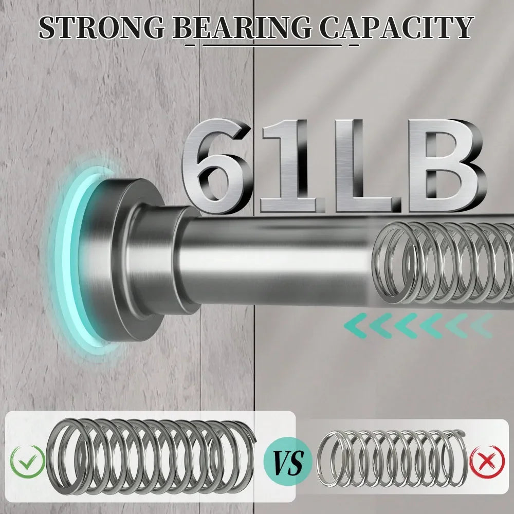 Stainless Steel Adjustable Shower Curtain Rod, No Drilling
