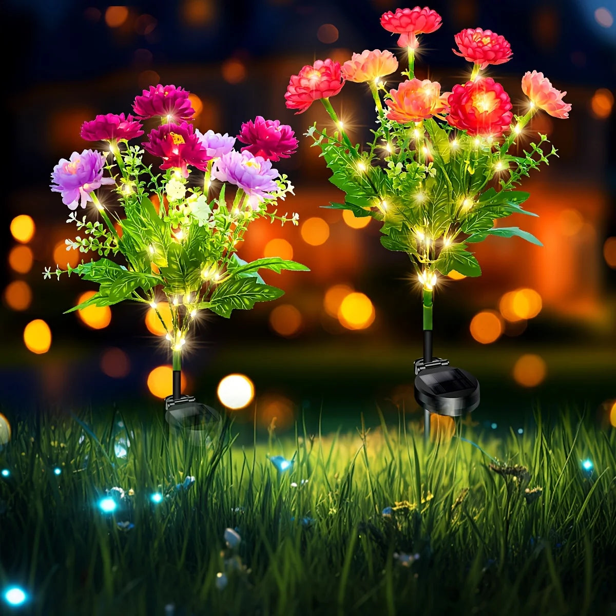 5pc Waterproof Solar Garden Lights, Simulated Snow Lotus