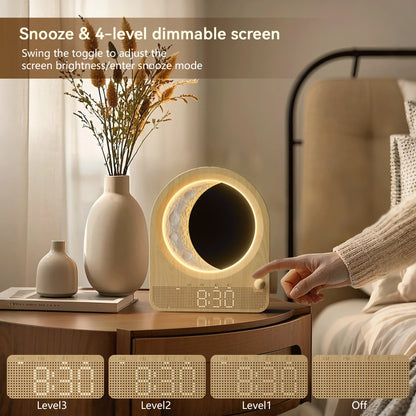 Sunrise Alarm Clocks for Bedrooms, Stepless Dimmable Moon Lamp Dual Alarm Clock