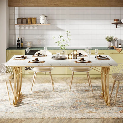 Unique Modern Rectangular Dining Table for 4-6 People, Chairs NI
