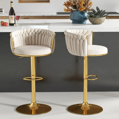 Set of 2, Hand-Woven Barstools, Counter Height