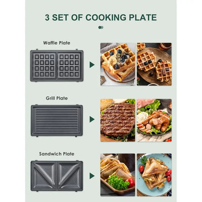 3in1 Waffle, Sandwich Maker, Panini Press Grille