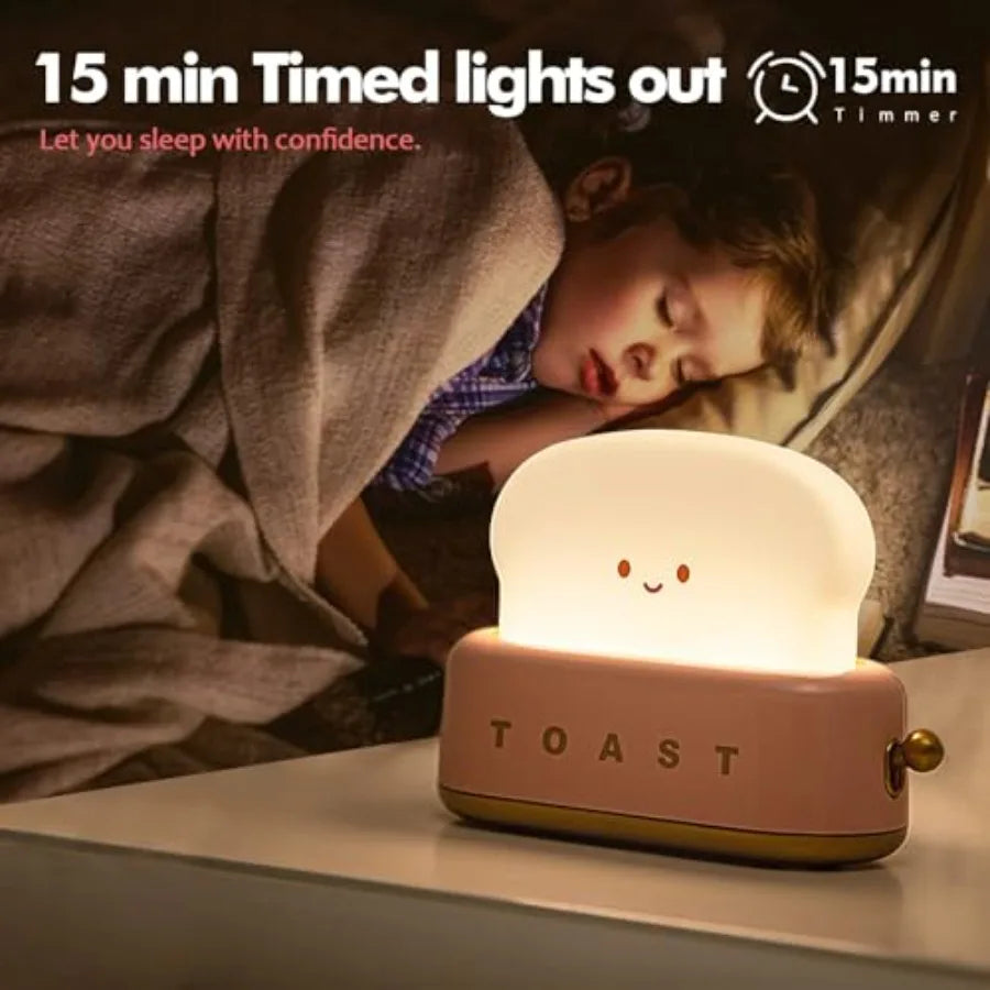 LED Toast Night Light, Rechargeable and Portable Light w/Timer