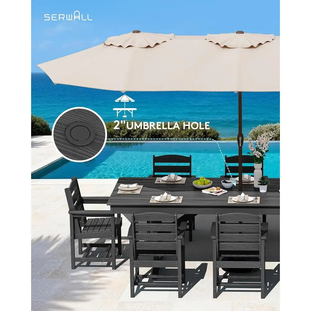 9 Piece Outdoor Dining Set, 84" Table w/8 Chairs