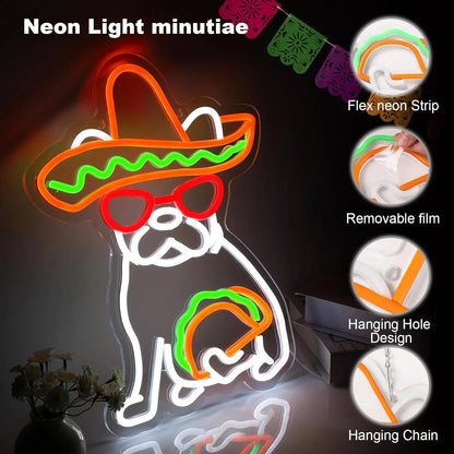 French Bulldog Taco Neon Sign Dimmable USB LED Neon Light
