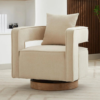 Set (2) Upholstered Swivel Accent Chair, Open Back Barrel Chair