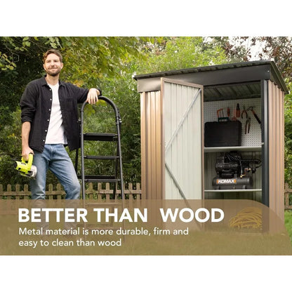 Lockable Metal Outdoor Garden Shed 5'x3', Anti-Corrosion