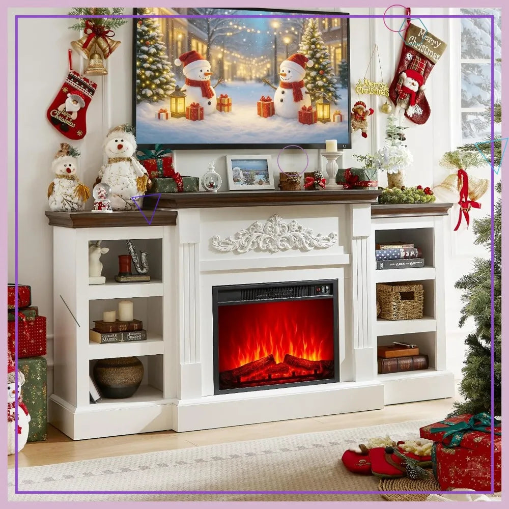 72" Electric Fireplace TV Stand with Mantel