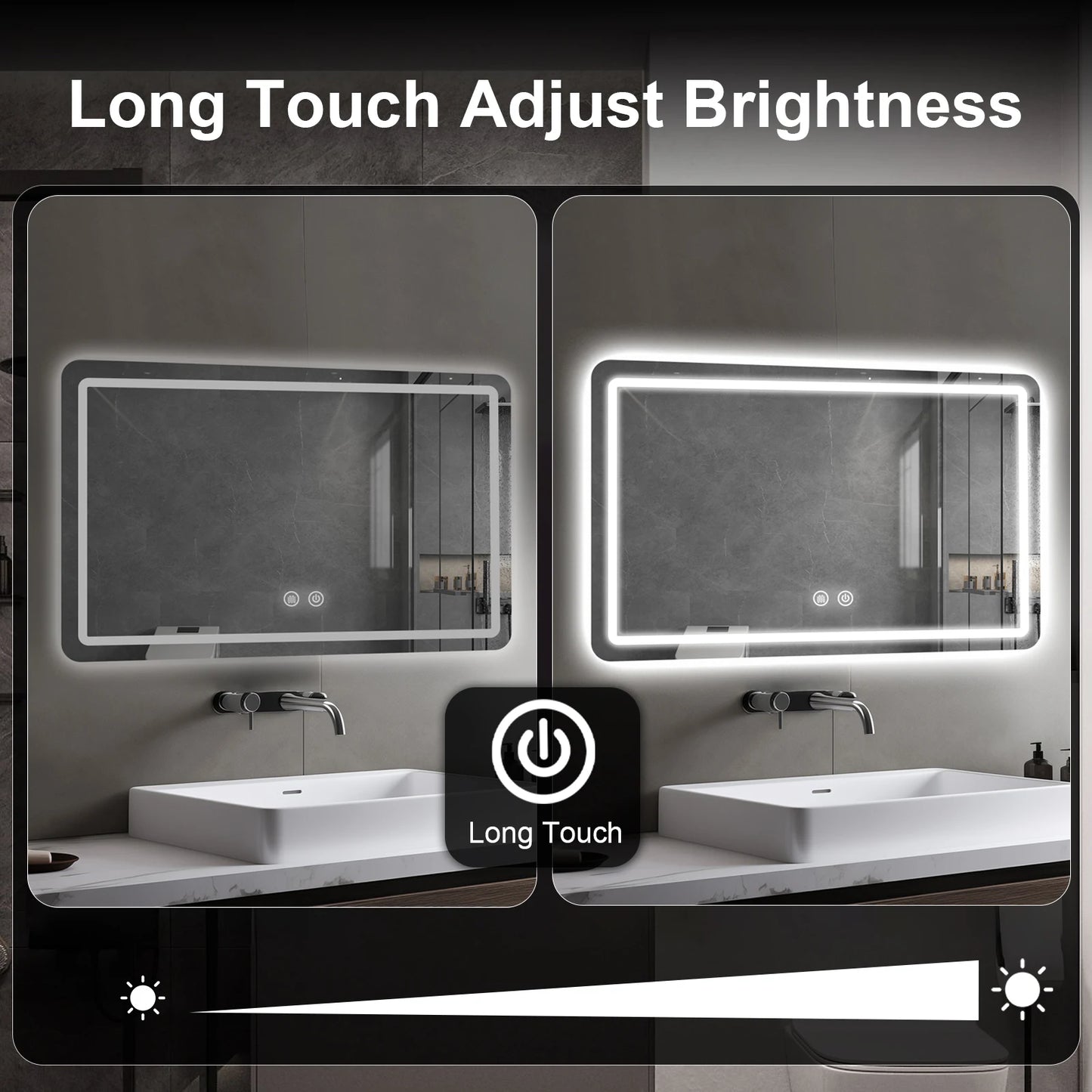 Fogless 36"x24"LED Bathroom Vanity Mirrors w/Backlit Lights