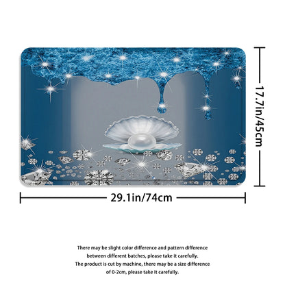 4pc Blue Pearl Diamond Shower Curtain Set with Hooks