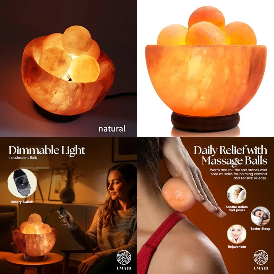 Himalayan Salt Lamp with 6 Himalayan Balls
