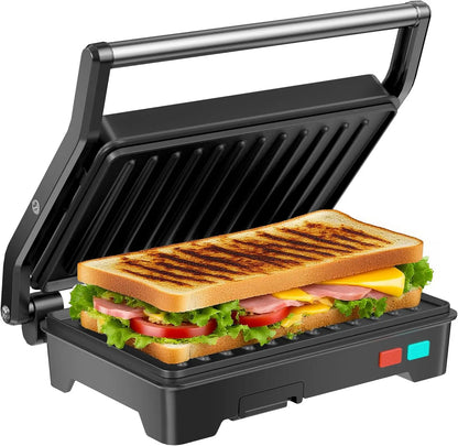 1000W Electric Grill Sandwich Press, Non-Stick Plates,