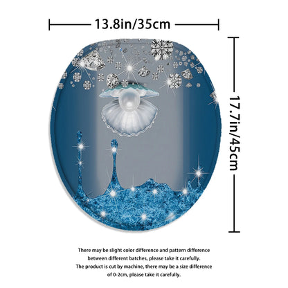 4pc Blue Pearl Diamond Shower Curtain Set with Hooks