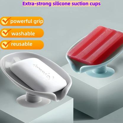 Leaf-Shape Self Draining Soap Dish, w/Suction Cup