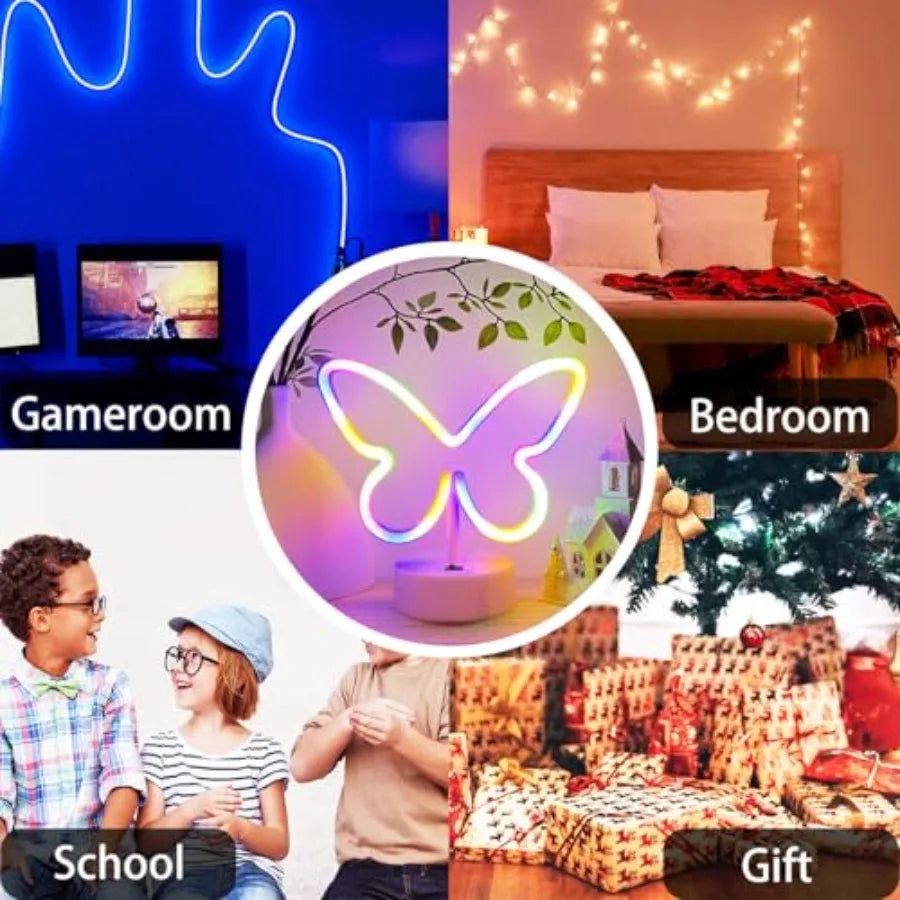 Butterfly Neon Sign Led Lights, Colorful Lamp, USB/Battery