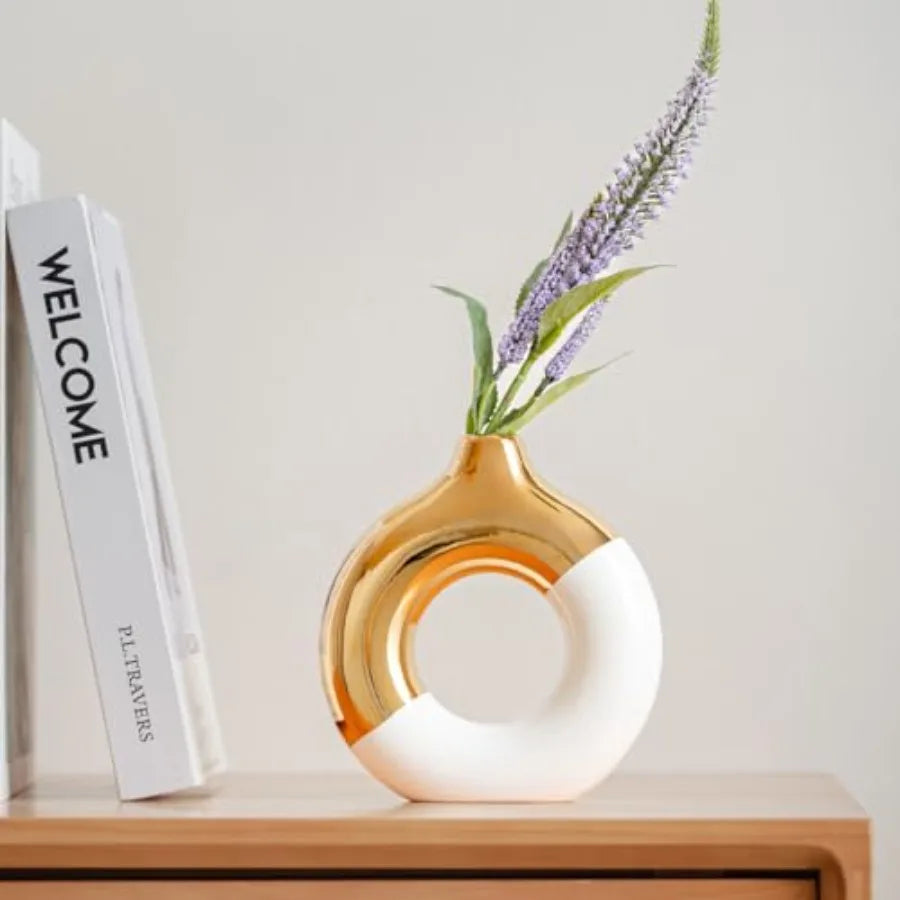Donut Vase, Modern Ceramic Vase for Pampas Grass