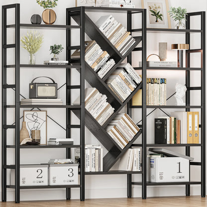5 Tier Large Wooden Bookcase with 17 Open Display Shelves