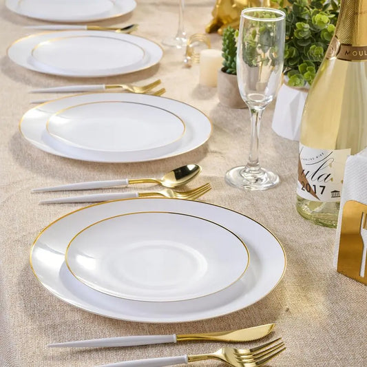 100 Heavy Duty Plastic Dinner Plates 10.25", Disposable