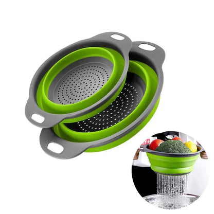 Green Silicone Collapsible Strainer for Pasta, Fruits, Vegetables