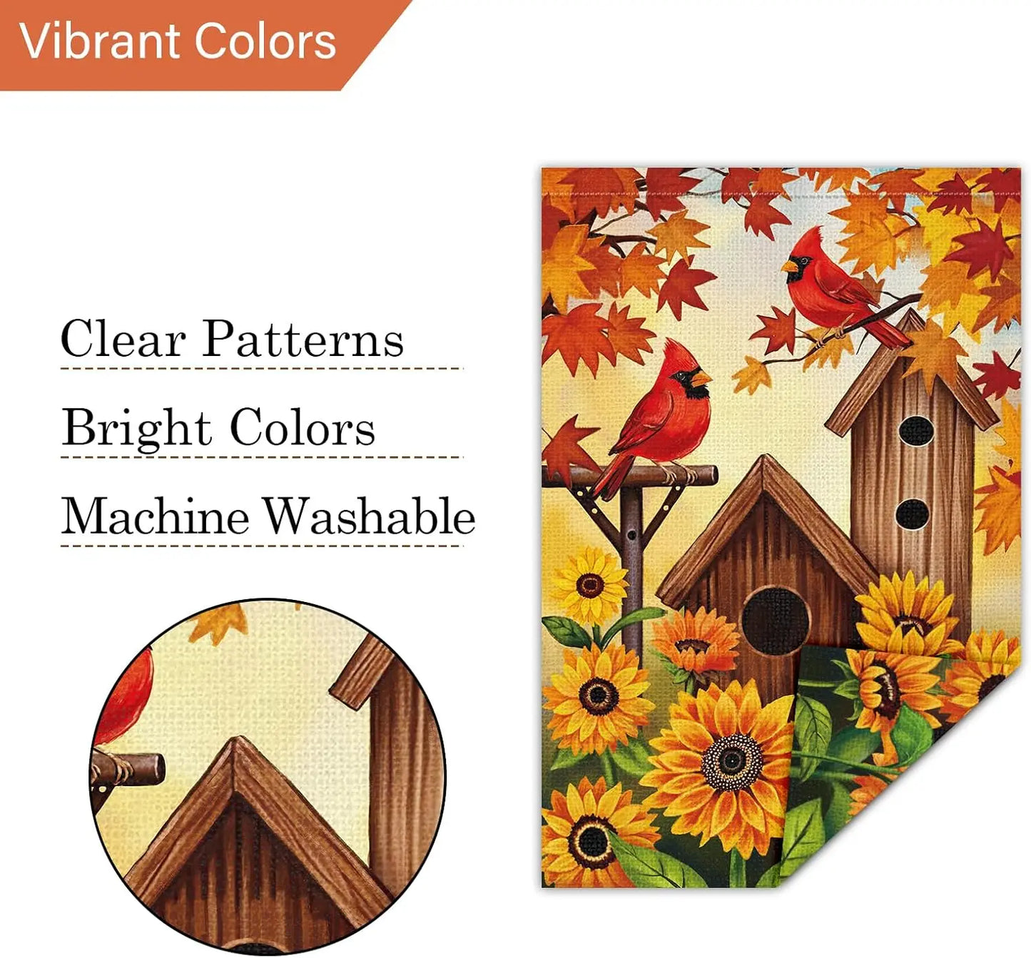 Fall Garden Flag Cardinal Sunflower Bird Burlap Thanksgiving