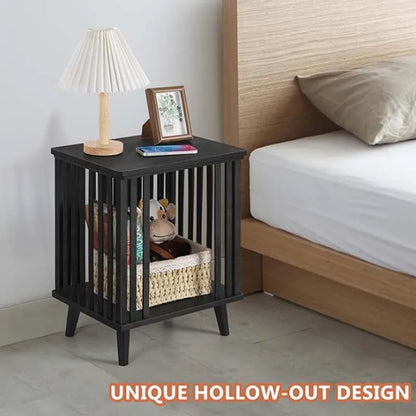 Large Capacity Black Nightstand, 20" Height