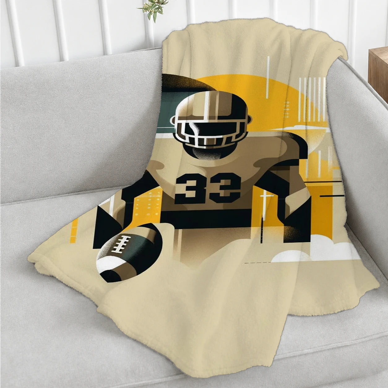1pc Abstract American Football Player Print Flannel Throw Blanket