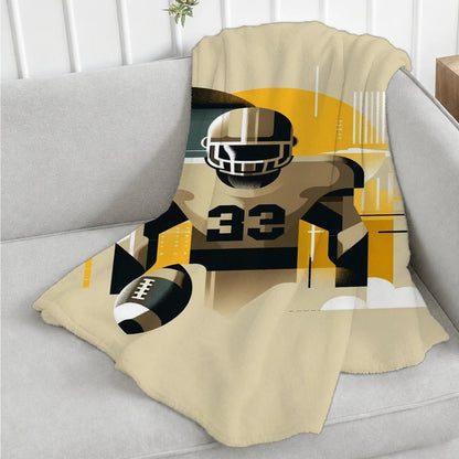 1pc Abstract American Football Player Print Flannel Throw Blanket