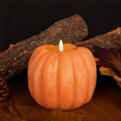 Flickering Flameless Wax Pumpkin LED Candle w/ Timer Remote Control