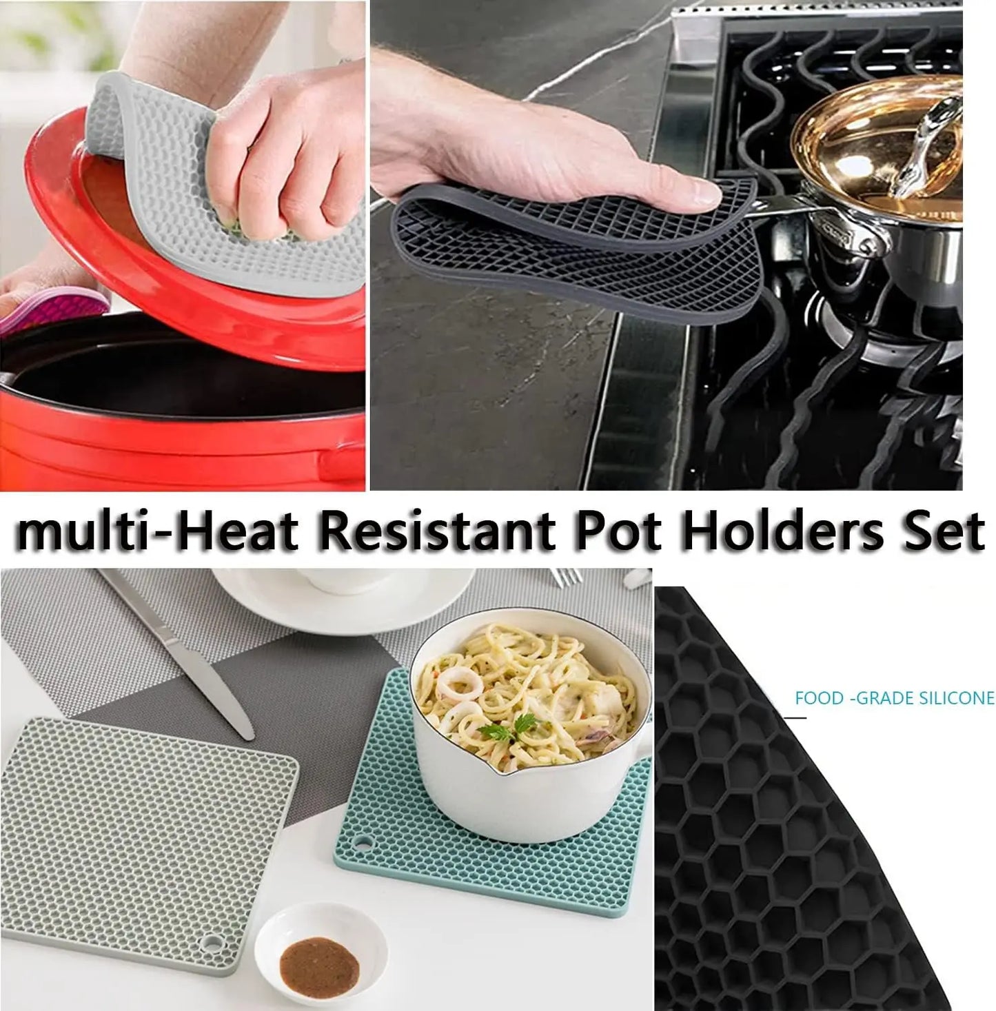3 Pack Heat Resistant Silicone Trivet Mats, Potholders