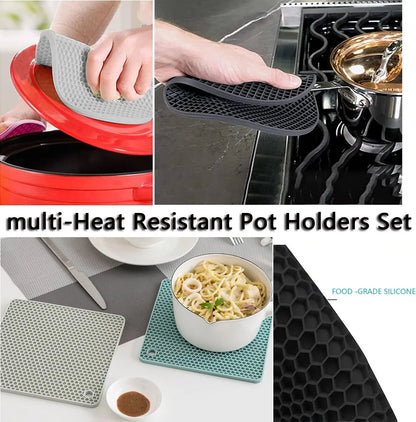 3 Pack Heat Resistant Silicone Trivet Mats, Potholders