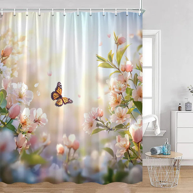 Red Roses Floral Shower Curtain, Romantic Flower